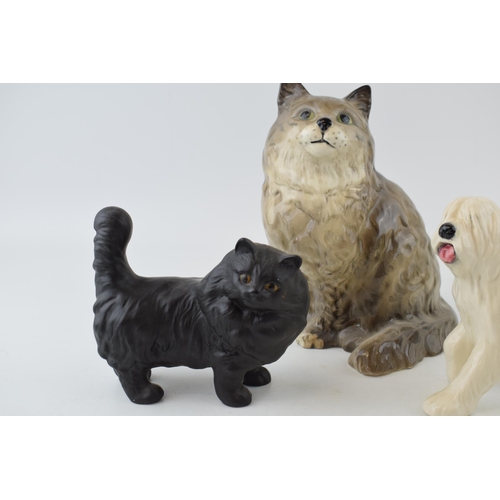 196 - A collection of Beswick figures to include 1867 seated, standing black cat and Beswick Olde English ... 