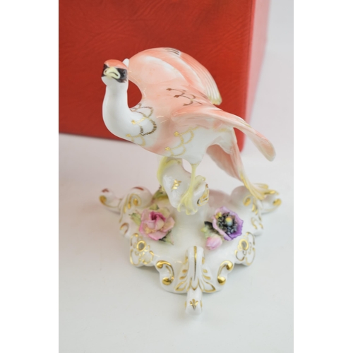 26 - Royal Crown Derby figures to include a pair of budgerigars, Summer and a Chelsea bird (3).