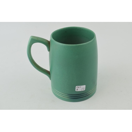 265 - A Wedgwood Keith Murray mug a/f in teal colour way. Height 12cm.