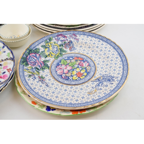 281 - A collection of Masons Ironstone pottery to include a pair of platters, Asiatic Pheasant plates, Emp... 