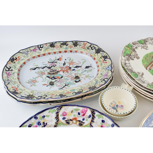 281 - A collection of Masons Ironstone pottery to include a pair of platters, Asiatic Pheasant plates, Emp... 