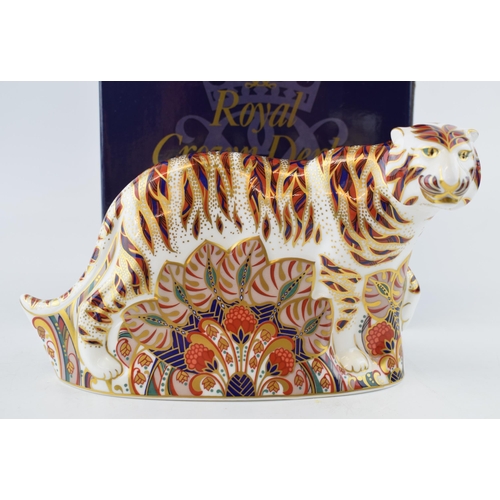 30 - Boxed Royal Crown Derby Bengal Tiger, first quality with gold stopper.
