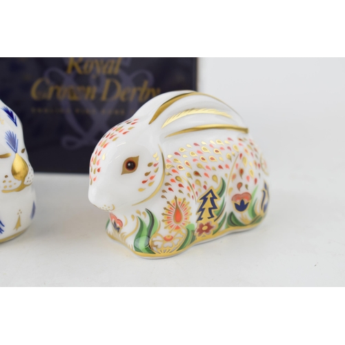 37 - Two Royal Crown Derby paperweight, Baby Rowsley Rabbit, commissioned by Sinclairs and limited to the... 