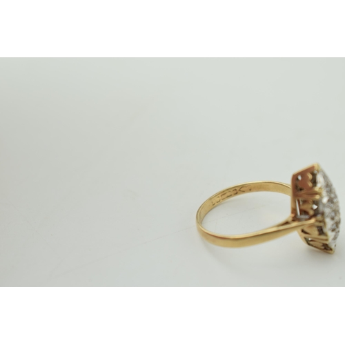 383 - 9ct gold marquis ring, size O/P, 2.6 grams.