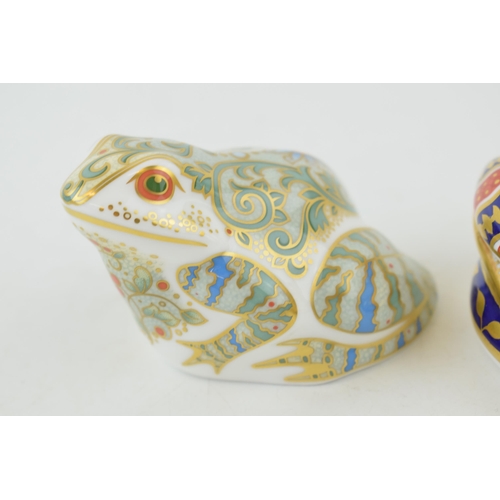 43 - Two Royal Crown Derby paperweights, Marsh Frog and another Frog, decorated in the Imari palate, date... 