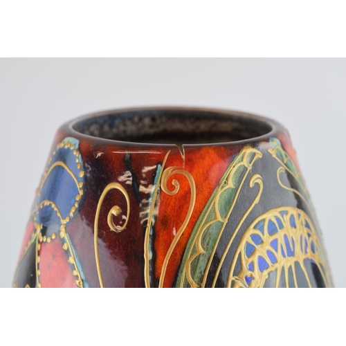52 - Anita Harris Art Pottery one-off large skittle vase, decorated with in the Golden Peacock design, 50... 