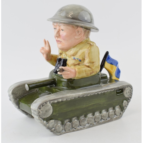 58 - Bairstow Manor Collectables comical model of Winston Churchill in a tank, 20cm tall.