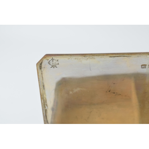 290 - Silver cigarette box hallmarked and inscribed with monogram to inside of lid, dated 1931.Wood liner ... 