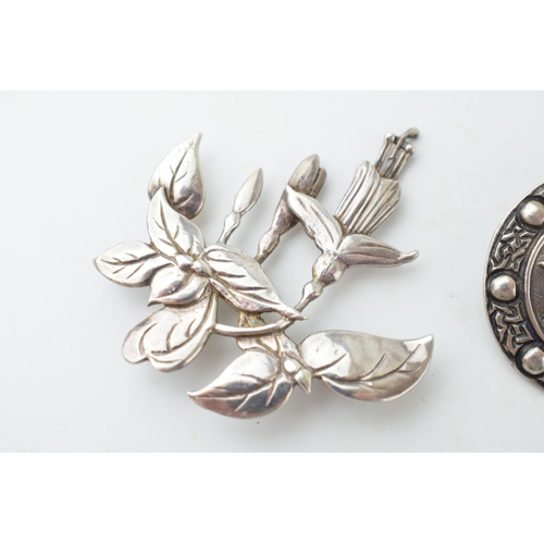 349 - A silver fuschia brooch, Sheffield 1990, possibly David Scott Walker, together with a Scottish silve... 