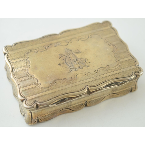 Victorian silver extra large snuff box, Birmingham 1851, 165 grams, 9.5cm wide.