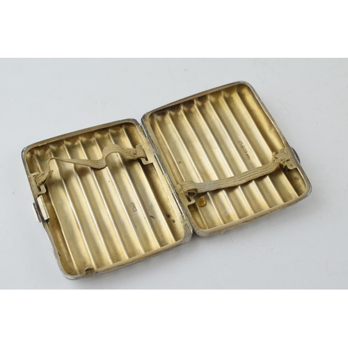 406 - Silver cigarette / cheroot case, ribbed, engraved decoration, Chester 1908, 72.2 grams.