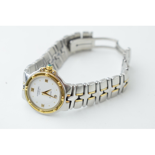 421 - A ladies Raymond Weil Geneve Parsifal wristwatch. Quartz date movement with white circular dial. Dat... 