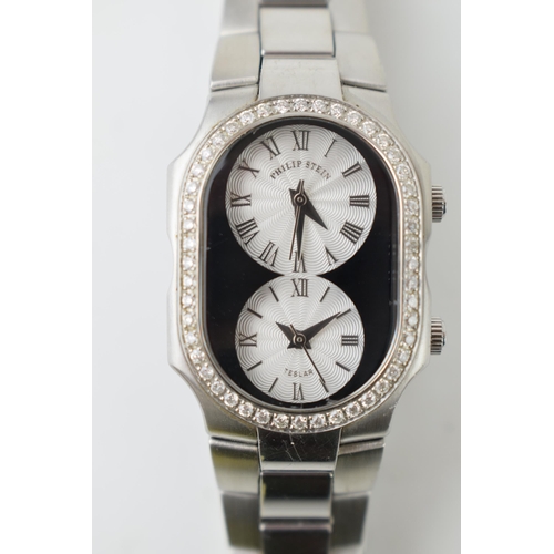 432 - A Philip Stein Tesla ladies watch. Serial number ITF031447. Dual circualar dial with Roman numerals.... 