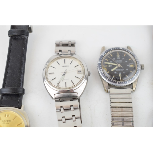 433 - A collection of vintage gentlemen's wristwatches to include examples by manufactures, Citizen, Alpen... 