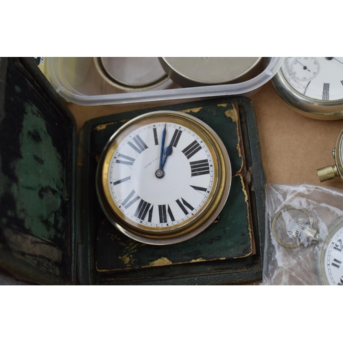 443 - A large collection of antique and vintage pocket watches, movements and dials together with a velvet... 