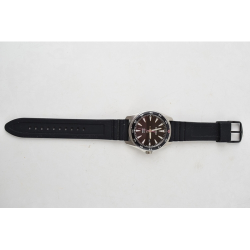 459 - A Seiko Solar 100M Divers watch on rubber strap. Black circular dial with date window at 3 o'clock. ... 