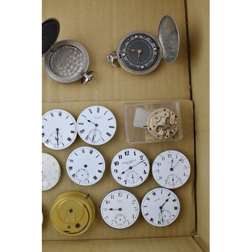 461 - A collection of pocket watch movements to include fusee movements with chains and two braille watche... 