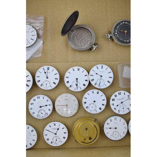 461 - A collection of pocket watch movements to include fusee movements with chains and two braille watche... 