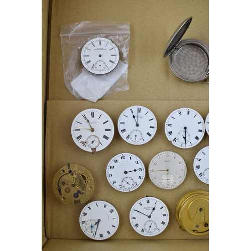 461 - A collection of pocket watch movements to include fusee movements with chains and two braille watche... 