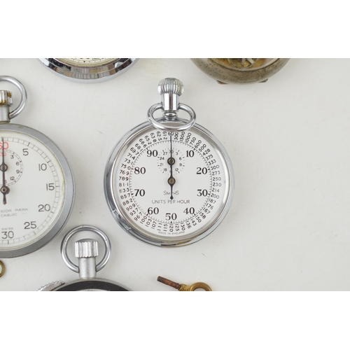 463 - A collection of vintage pocket watches and stop watches to include a Heuer example a/f. (6)