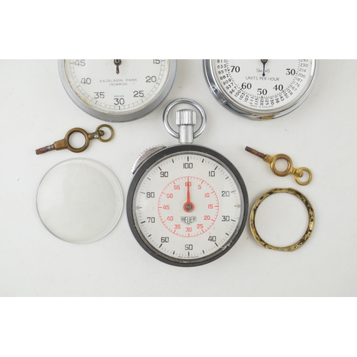 463 - A collection of vintage pocket watches and stop watches to include a Heuer example a/f. (6)