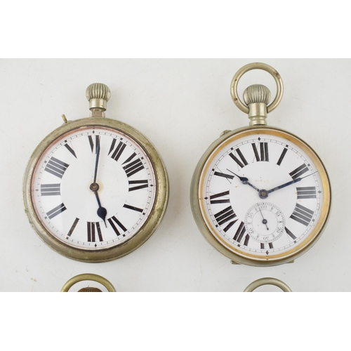 464 - Four antique Goliath pocket watches a/f. White ceramic dials, Roman numerals and engine blued hands.... 