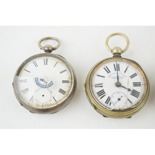 466 - A collection of silver antique pocket watches a/f to include 1 plated example. (10)