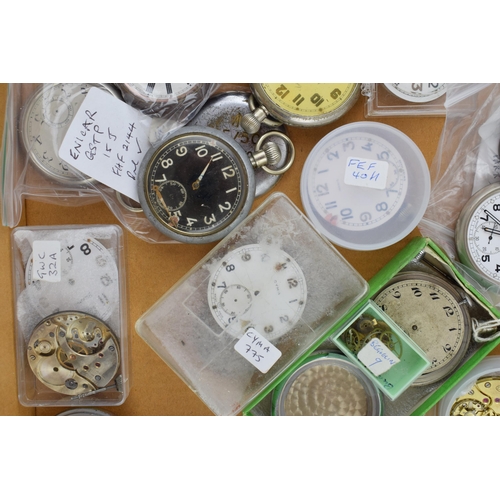 467 - A collection of military pocket watches and movements by manufactures CYMA, Buren and other similar ... 