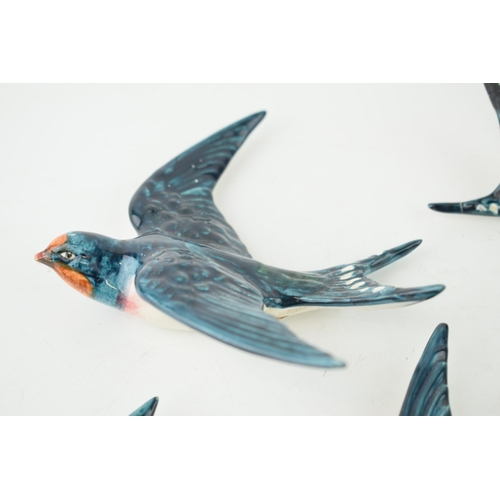 183 - Beswick swallow wall plaques to include 757-1, 2 x 757-2 and a 757-3 (4 - all with damages).