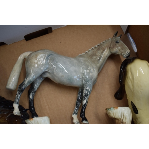 193 - Beswick to include a roan horse, an 818 shire, a rearing horse and others (Qty - all with damages).