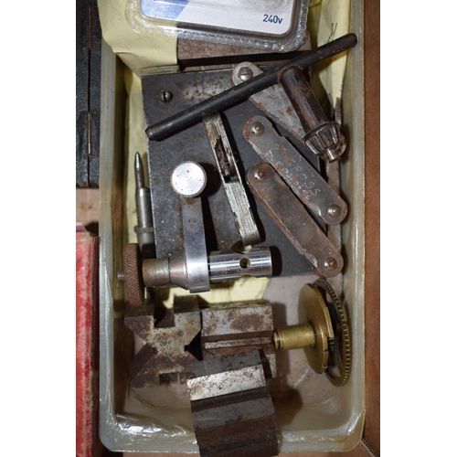 470 - A collection of tools and clock parts suitable for a clock repairer or restorer. (Qty)