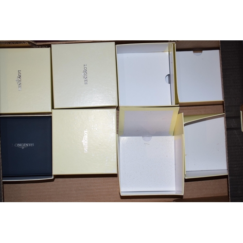 472 - A collection of watch boxes for manufactures Omega, Longines and Boss. (Qty)