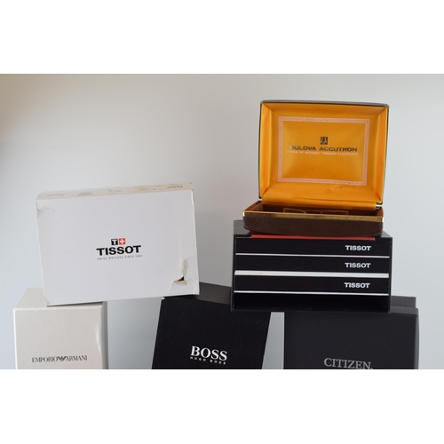 475 - A collection of watch boxes by manufactures Hugo Boss, Tissot and DKNY. (Qty)