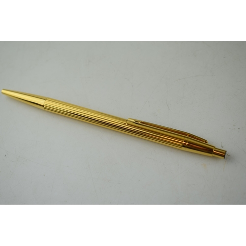 490 - Montblanc Gold Tone Ballpoint Pen, in excellent condition, in original box, guarantee, writing.