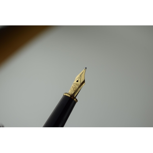 491 - Montblanc Meisterstuck Fountain Pen in black with one broad and two narrow gold bands, 14ct gold 481... 