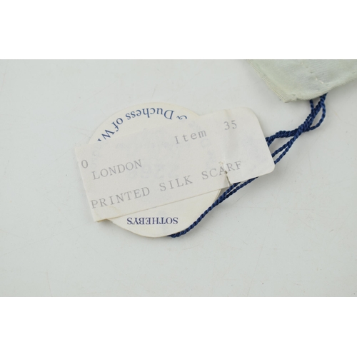 504 - Printed silk scarf from the original Sotheby’s auction and bearing the original label / lot number f... 