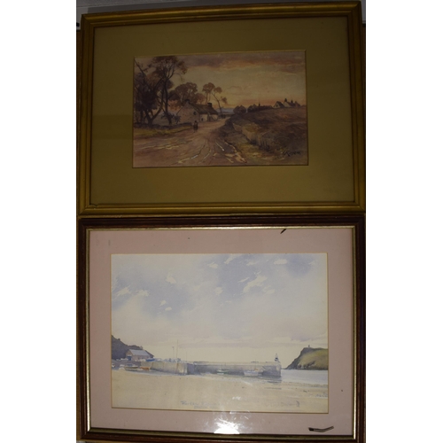 527 - A pair of watercolours to include a Peter Lloyd-Davis example of 'Port Erin Harbour, Bradda Head', 2... 