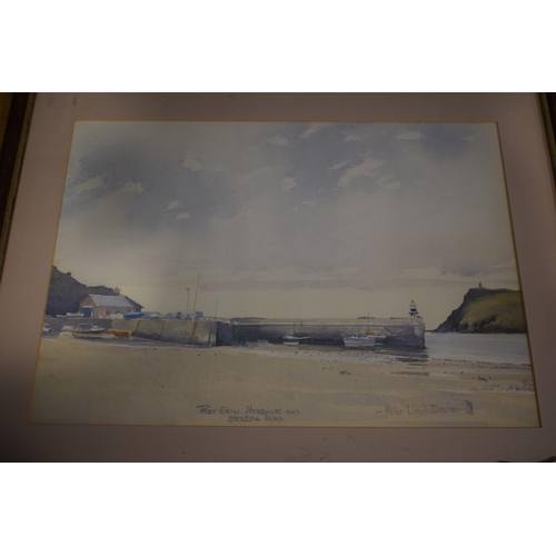 527 - A pair of watercolours to include a Peter Lloyd-Davis example of 'Port Erin Harbour, Bradda Head', 2... 