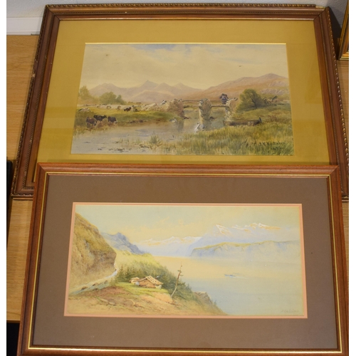 530 - An Italian Watercolour by Frank Calano of an Italian coastal scene, 23cm x 48cm, with a J W Whittake... 