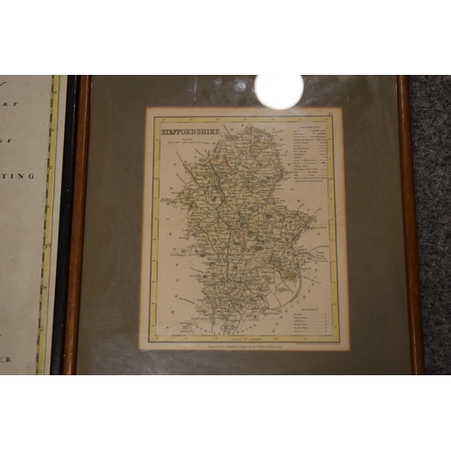 533 - An 18th century map of Canals, Rivers and Roads, an 17th century map of Derbyshire 'Darbyshire' toge... 