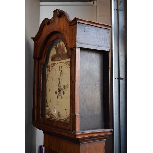 546 - An early 19th century oak and mahogany longcase clock with swan pediment, named 'H Loat of Wrexham',... 