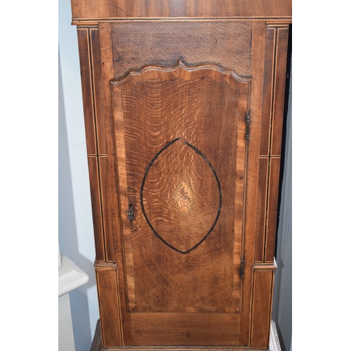 546 - An early 19th century oak and mahogany longcase clock with swan pediment, named 'H Loat of Wrexham',... 