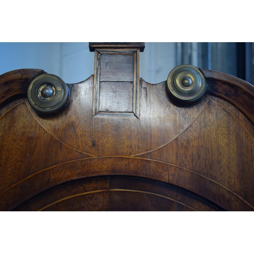 546 - An early 19th century oak and mahogany longcase clock with swan pediment, named 'H Loat of Wrexham',... 