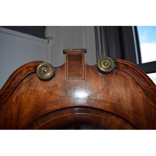 546 - An early 19th century oak and mahogany longcase clock with swan pediment, named 'H Loat of Wrexham',... 