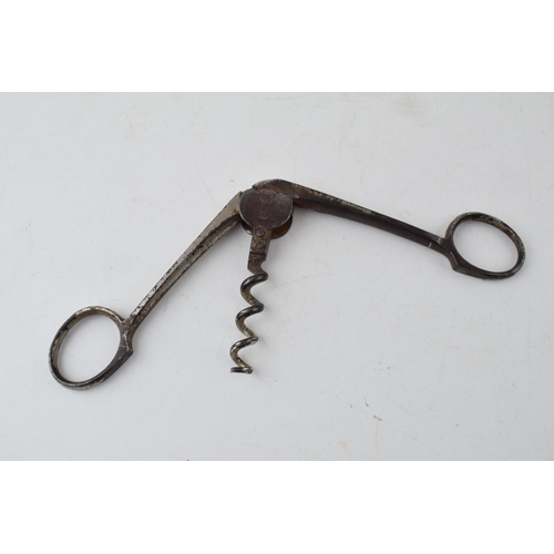 558 - Unusual Victorian scissor style corkscrew, presumed German, possibly by Thill and Kull, circa 1890s,... 