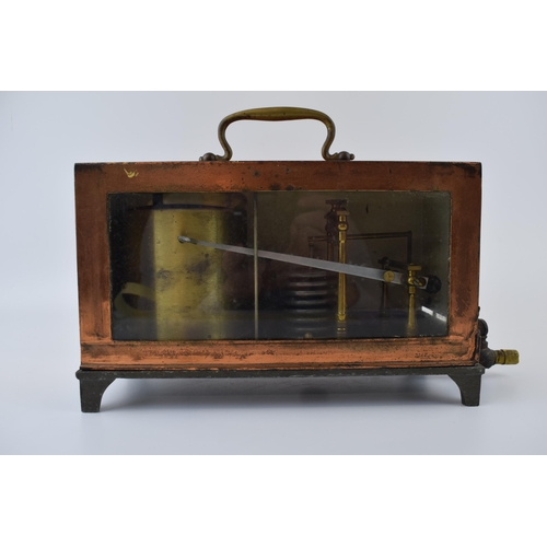 566 - John Davis & Son (Derby) Ltd. 'Davis Derby' Barograph in copper case. Height 17cm.