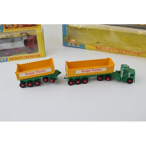 594 - Matchbox Lesney King Size Leyland Tipper Truck K-4 together with King Size Dodge Tractor With Twin T... 