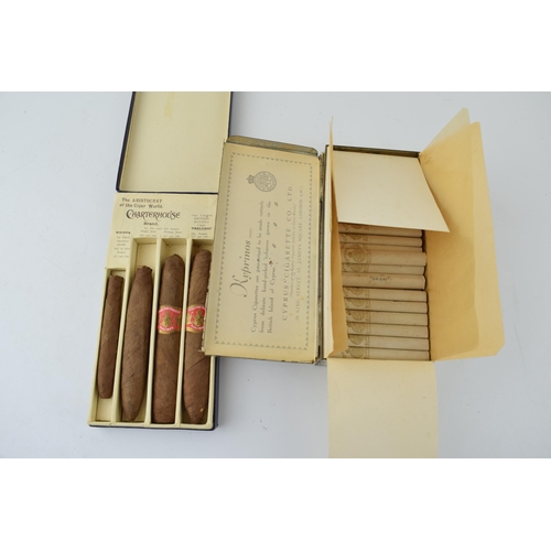 614 - An original box of Kyprinos Cyprus cigarettes with contents (circa 95) with a cased collection of 'S... 