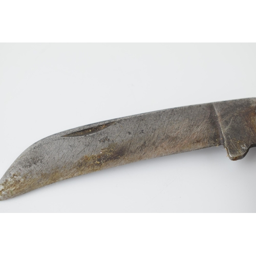 656 - An antique bone handle pruner pocket knife, no makers marks visible. blade 8cm, Total length 18.5cm.