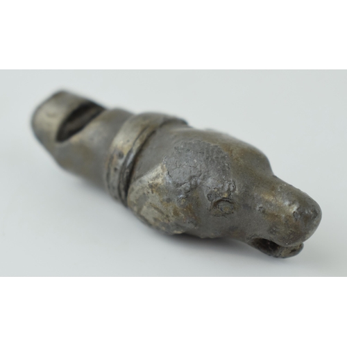 662 - A pewter dog whistle depicting a spaniel or huntinging / shooting dog with collar. Whistle working. ... 